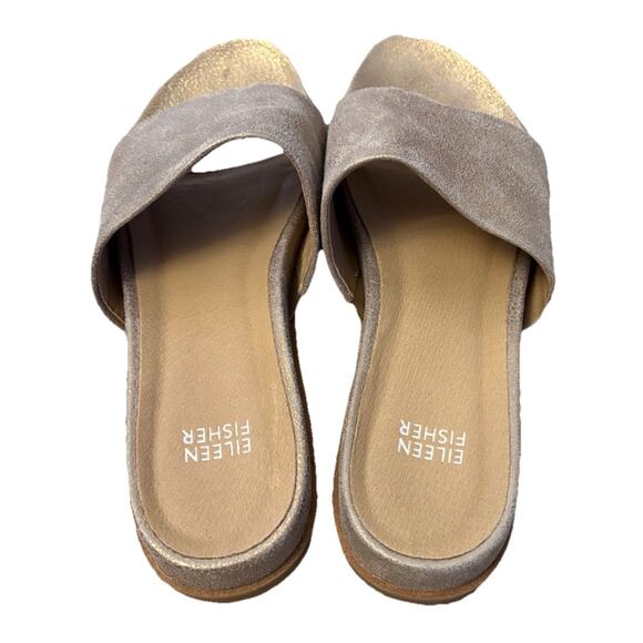 Eileen Fisher Leather Duet Slide Platinum, Size 8 - Picture 2 of 6